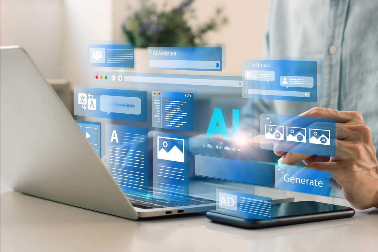 Person interacting with AI interface on laptop, symbolizing using ChatGPT for legal documents.